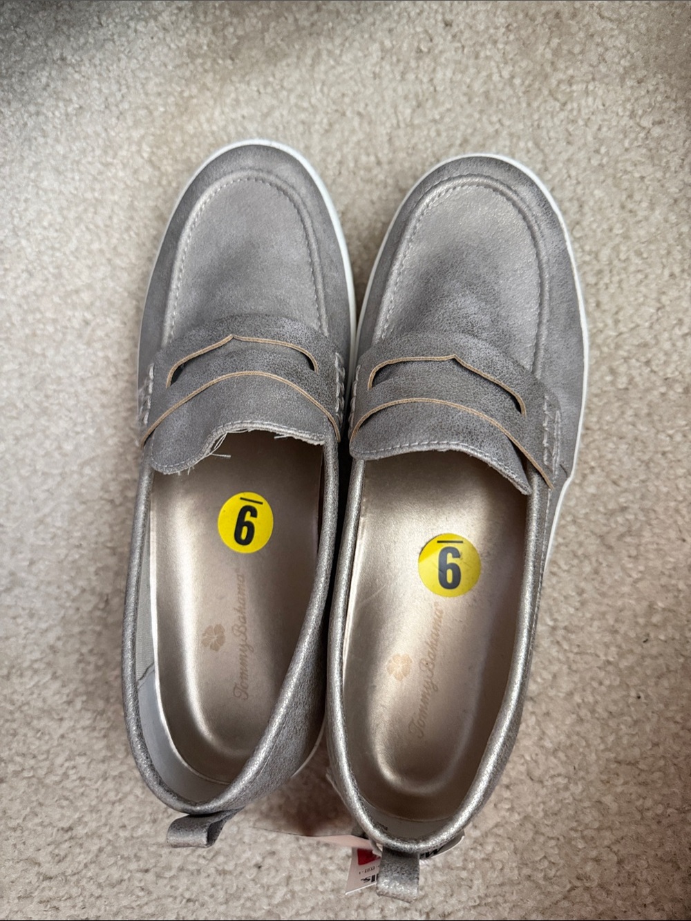 Tommy Bahama Metallic Silver Gray Penny Loafers